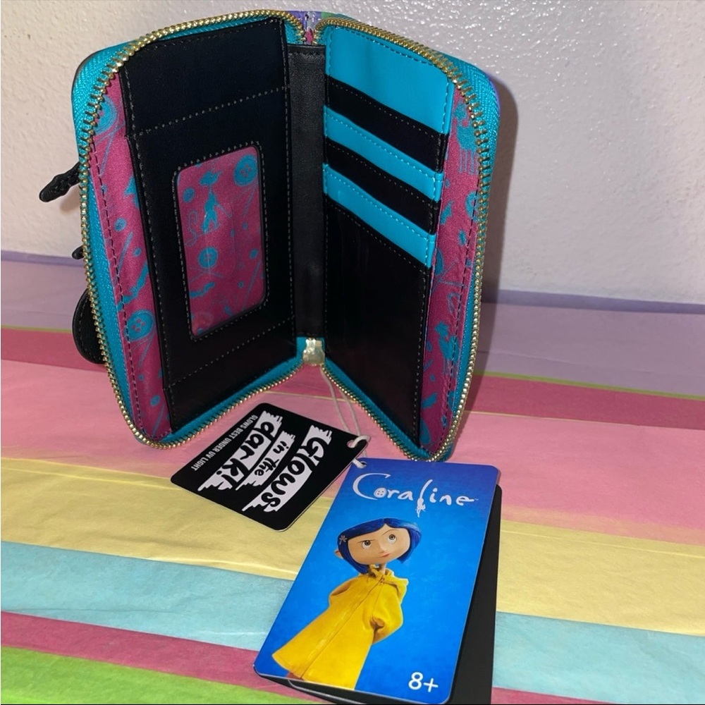 Loungefly Laika Coraline GITD Pink Palace House Mini Backpack and Wallet Set - Picture 14 of 16